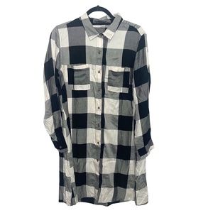 Old Navy Women's Buffalo Collar Plaid Flannel Long Sleeve Shirt Dress Sz L